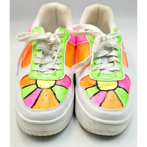 No Boundaries Memory Foam‎ Sneakers Women’s 9.5 Hand-Painted Flower Pop